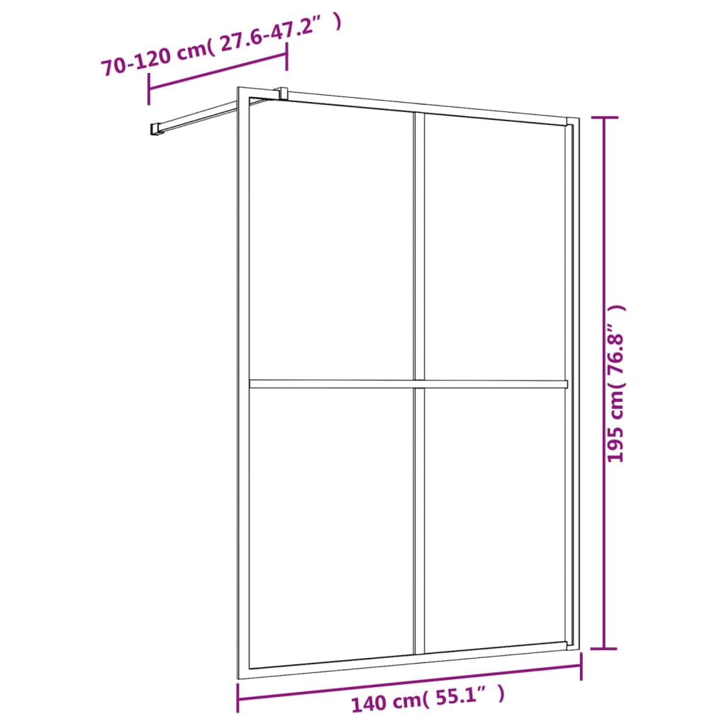 Walk-in Shower Wall with Clear ESG Glass Gold 140x195 cm