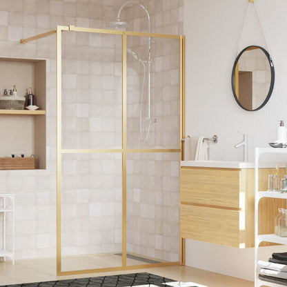 Walk-in Shower Wall with Clear ESG Glass Gold 140x195 cm