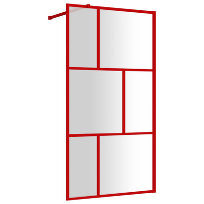 Walk-in Shower Wall with Clear ESG Glass Red 100x195 cm