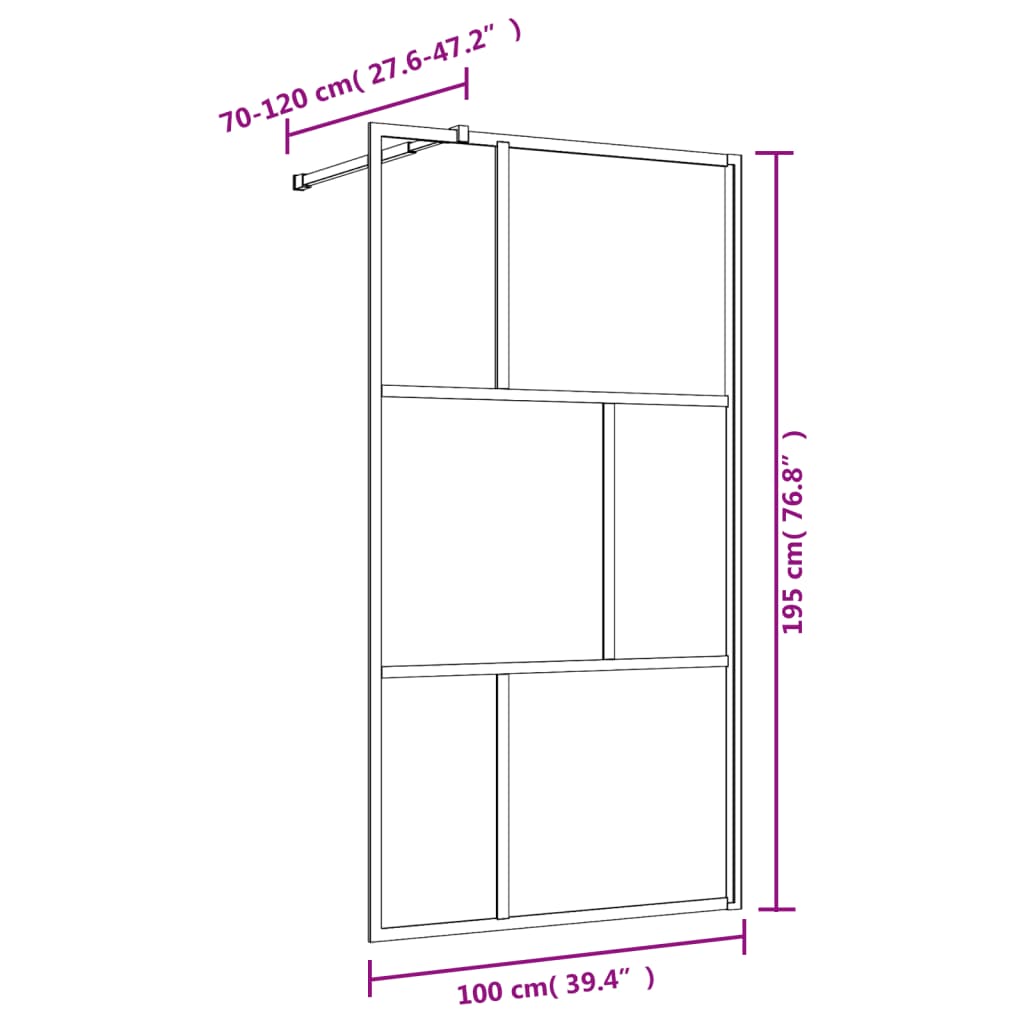 Walk-in Shower Wall with Clear ESG Glass Red 100x195 cm