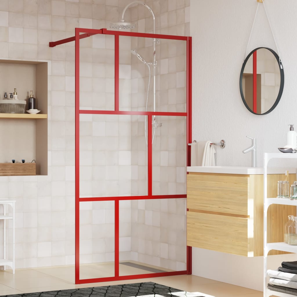 Walk-in Shower Wall with Clear ESG Glass Red 115x195 cm