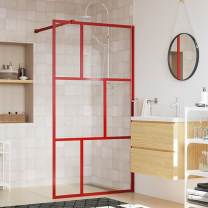 Walk-in Shower Wall with Clear ESG Glass Red 115x195 cm