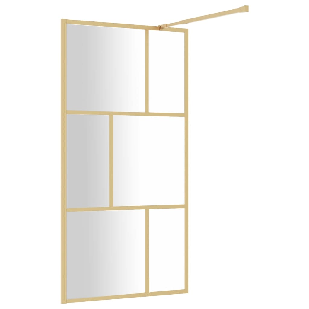 Walk-in Shower Wall with Clear ESG Glass Gold 115x195 cm