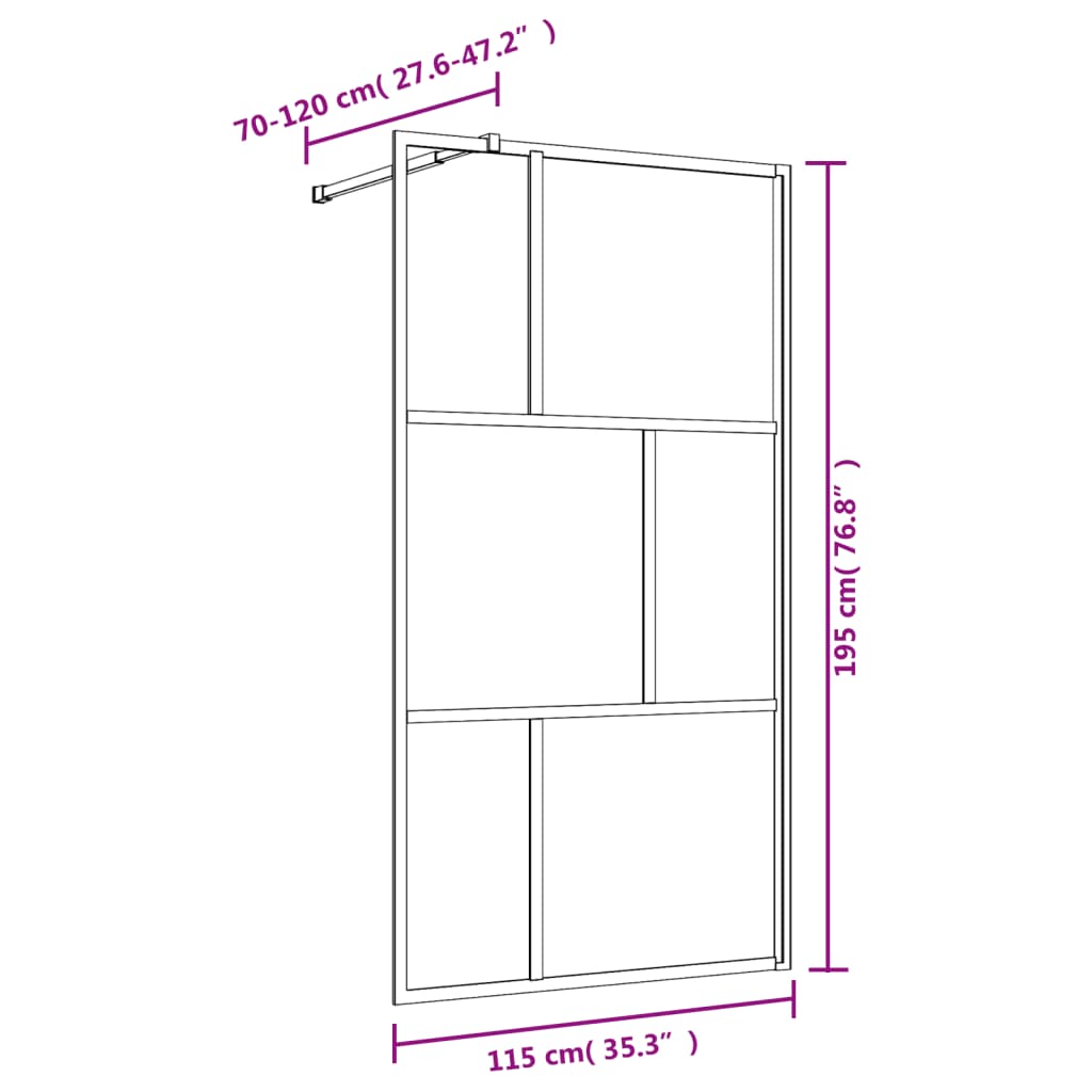 Walk-in Shower Wall with Clear ESG Glass Gold 115x195 cm