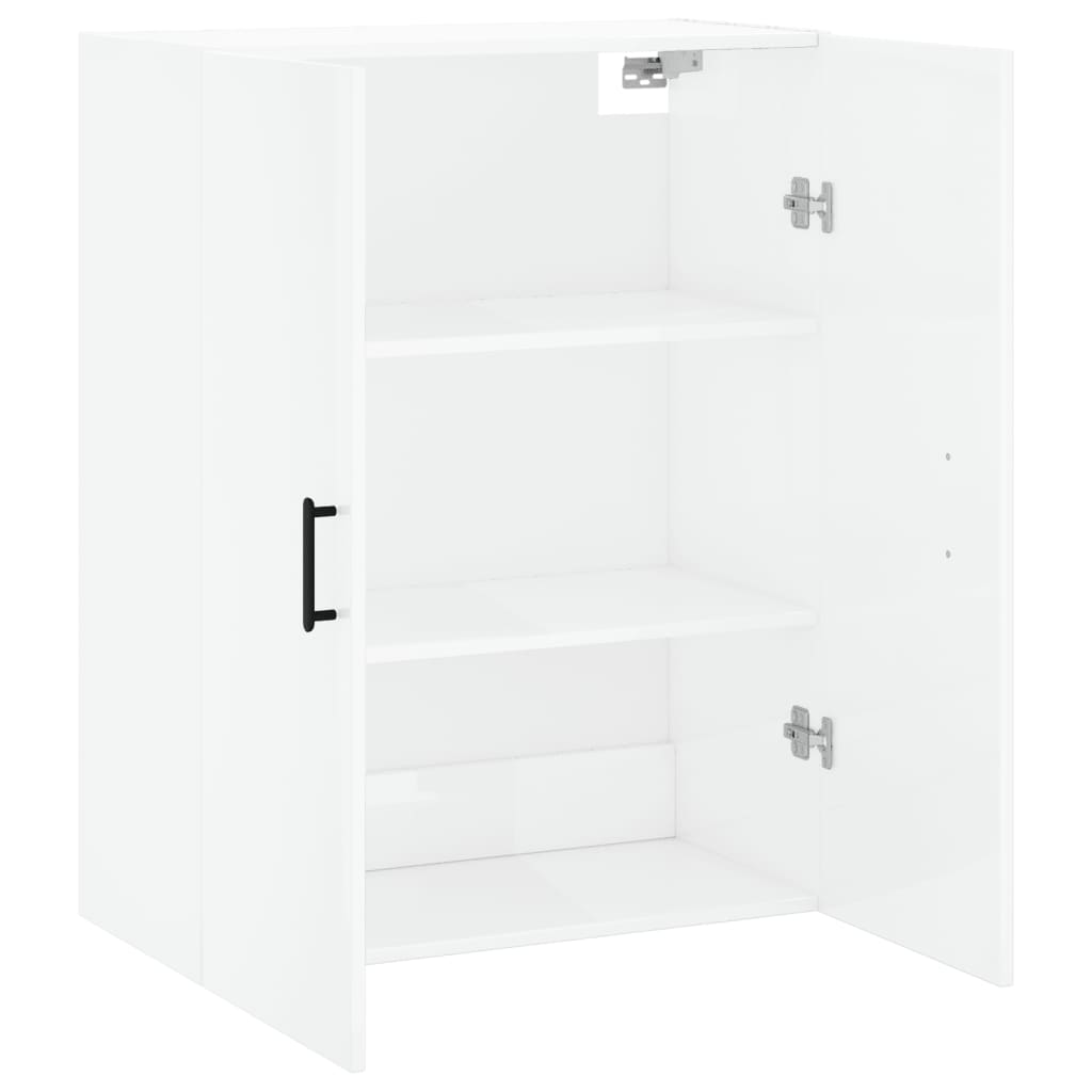 Wall Mounted Cabinet High Gloss White 69.5x34x90 cm