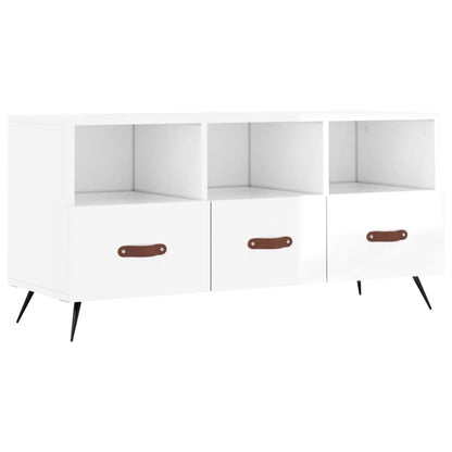 TV Cabinet High Gloss White 102x36x50 cm Engineered Wood