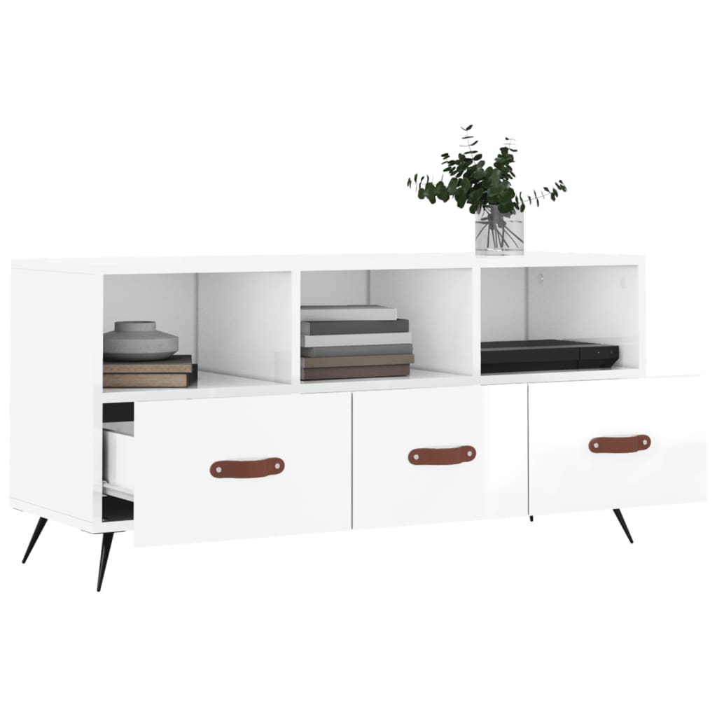 TV Cabinet High Gloss White 102x36x50 cm Engineered Wood