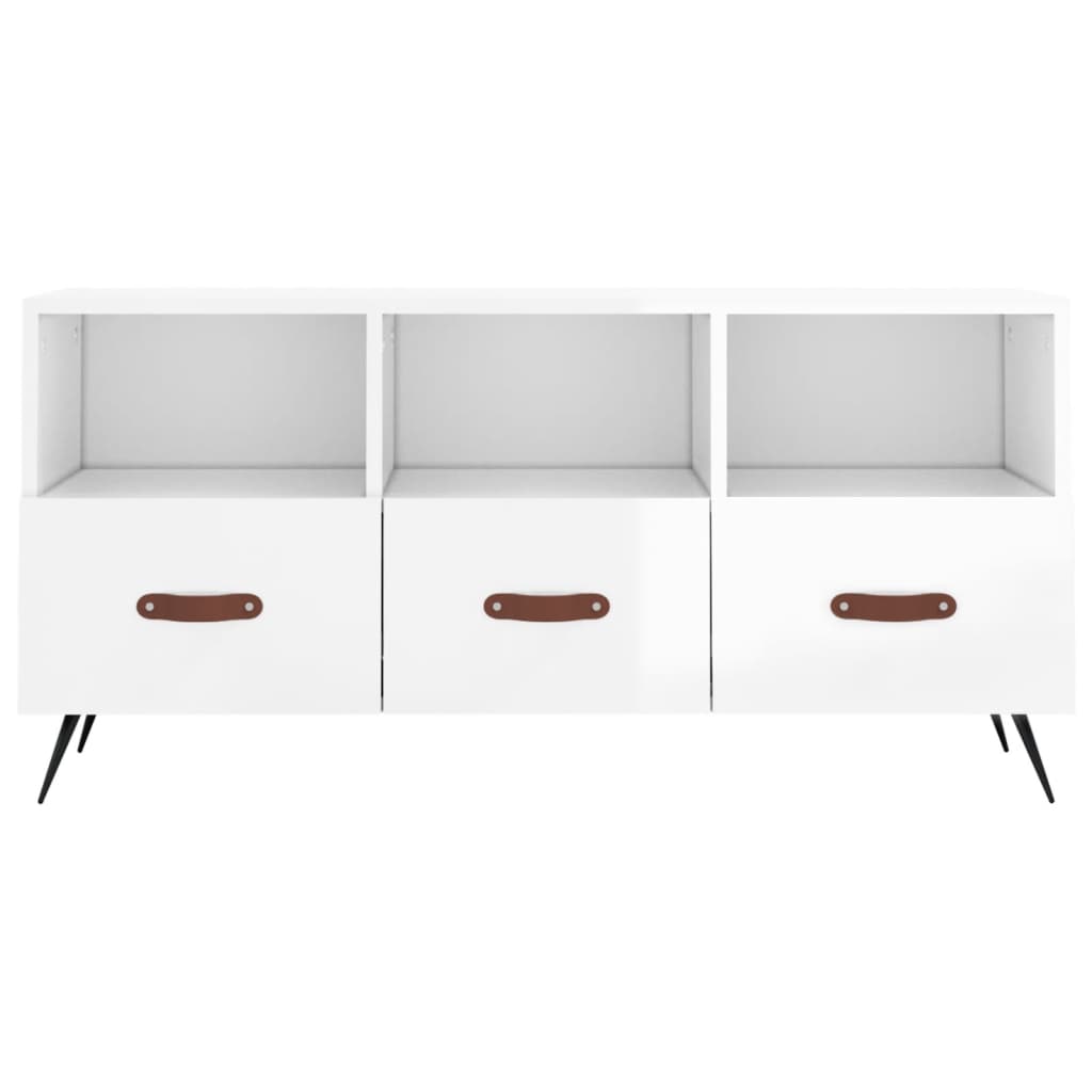 TV Cabinet High Gloss White 102x36x50 cm Engineered Wood