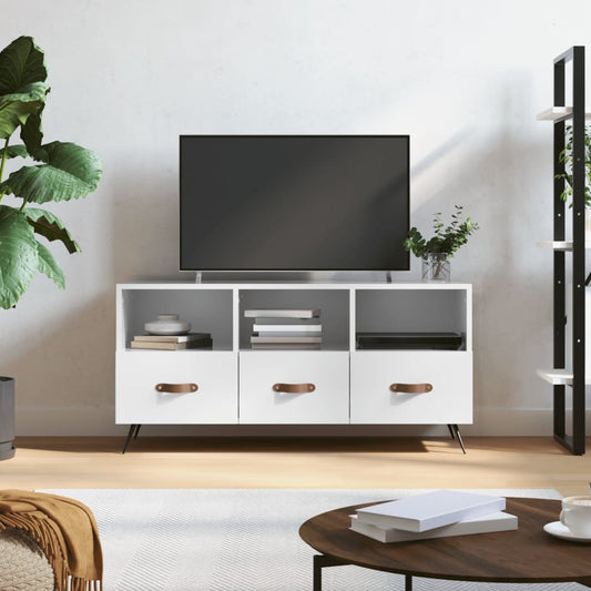 TV Cabinet High Gloss White 102x36x50 cm Engineered Wood