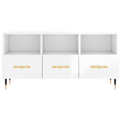 TV Cabinet High Gloss White 102x36x50 cm Engineered Wood