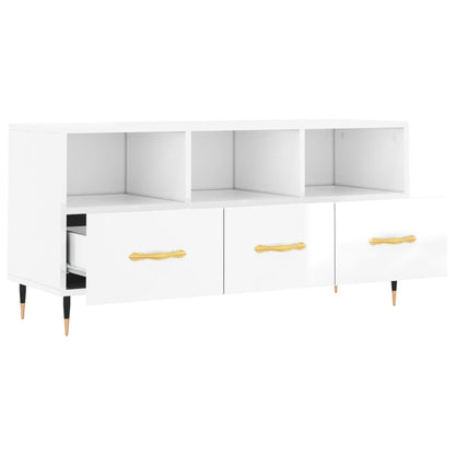 TV Cabinet High Gloss White 102x36x50 cm Engineered Wood