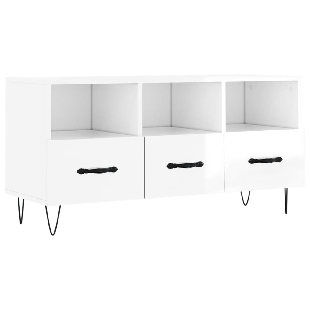 TV Cabinet High Gloss White 102x36x50 cm Engineered Wood