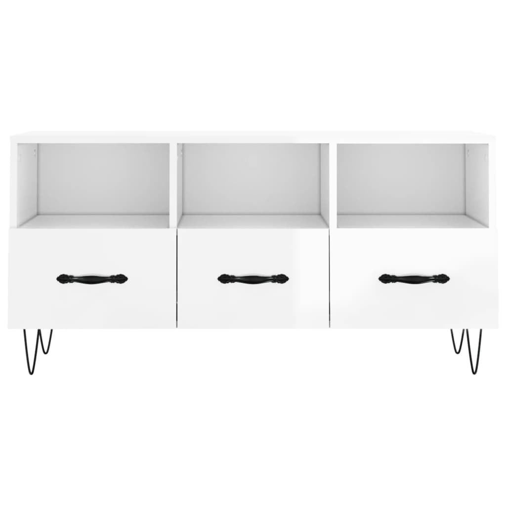 TV Cabinet High Gloss White 102x36x50 cm Engineered Wood