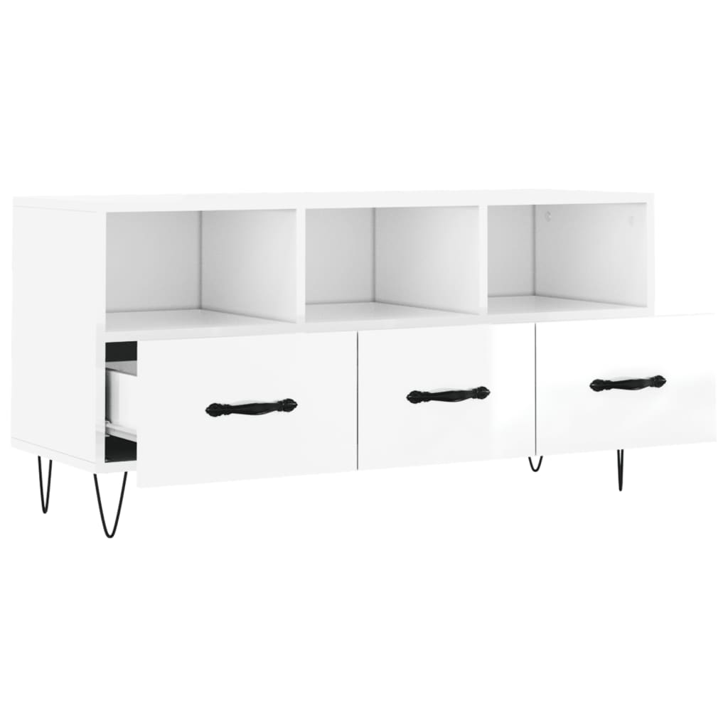 TV Cabinet High Gloss White 102x36x50 cm Engineered Wood