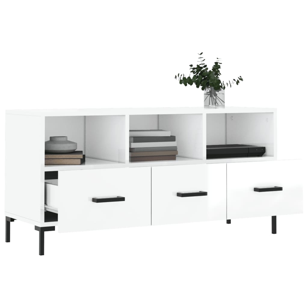 TV Cabinet High Gloss White 102x36x50 cm Engineered Wood