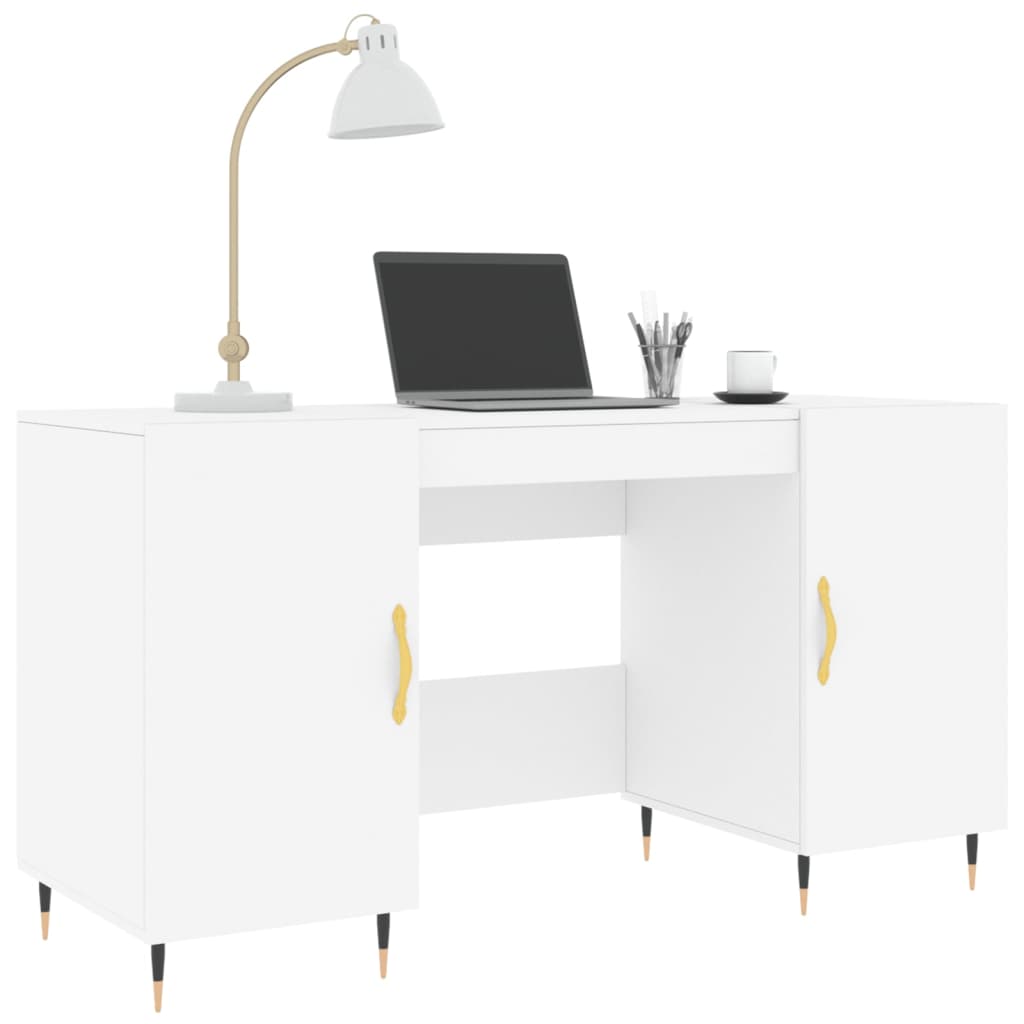 Desk White 140x50x75 cm Engineered Wood