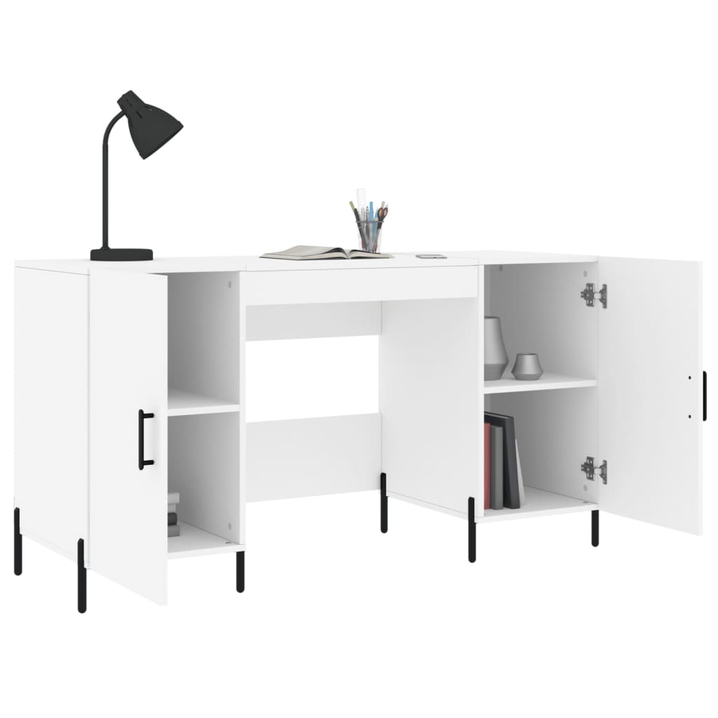 Desk White 140x50x75 cm Engineered Wood