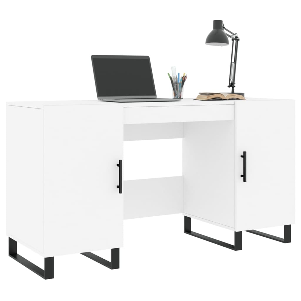 Desk White 140x50x75 cm Engineered Wood