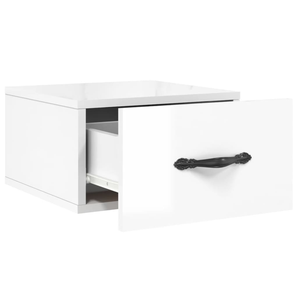 Wall-mounted Bedside Cabinet High Gloss White 35x35x20 cm