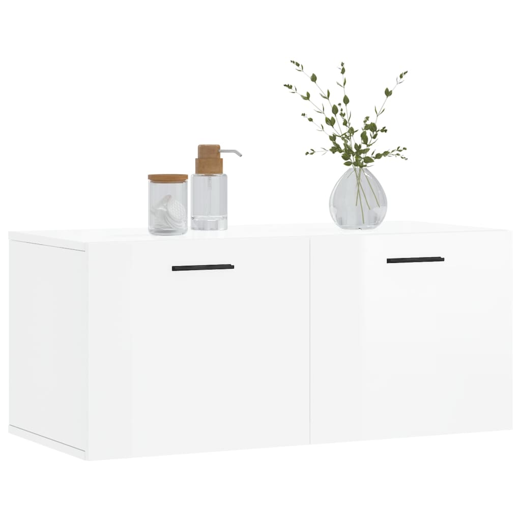 Wall Cabinet High Gloss White 80x36.5x35 cm Engineered Wood