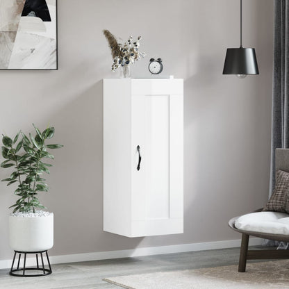 Wall Mounted Cabinet High Gloss White 34.5x34x90 cm Engineered Wood