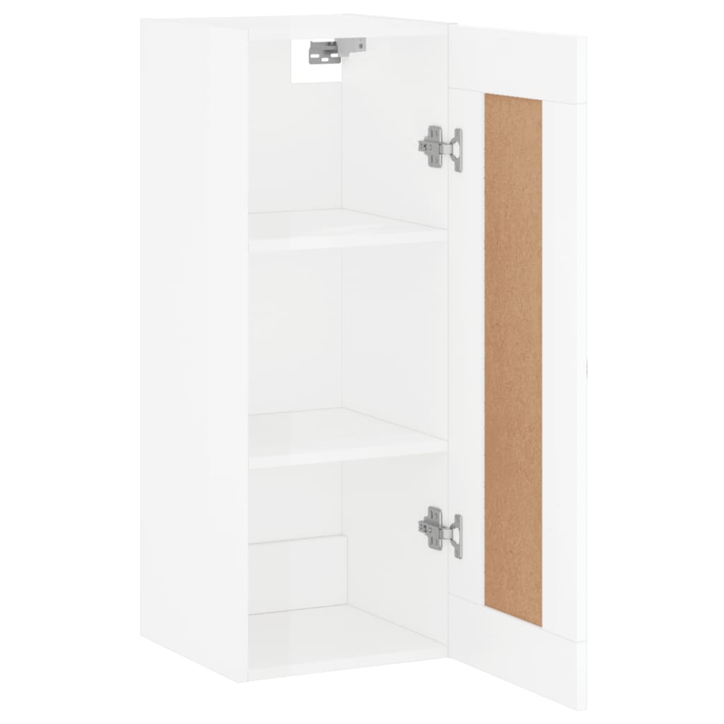 Wall Mounted Cabinet High Gloss White 34.5x34x90 cm Engineered Wood