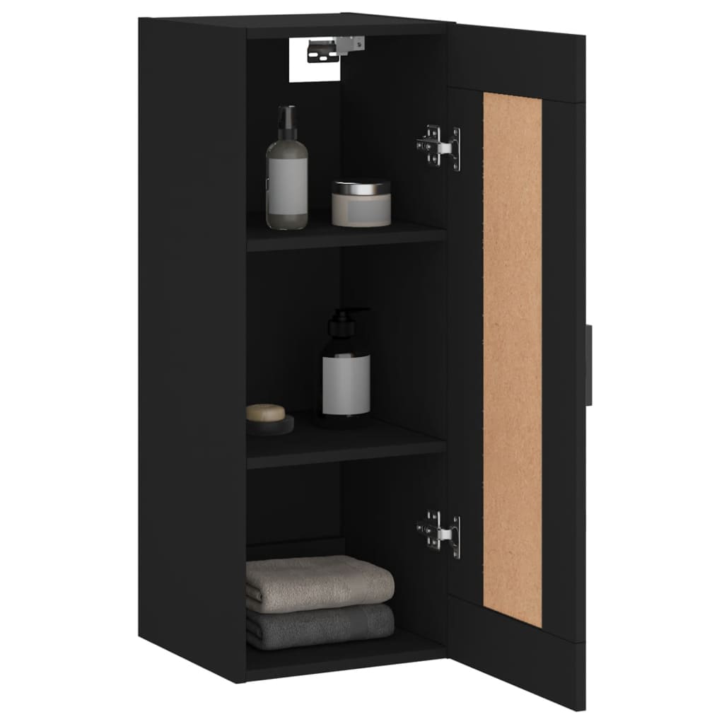 Wall Mounted Cabinet Black 34.5x34x90 cm Engineered Wood