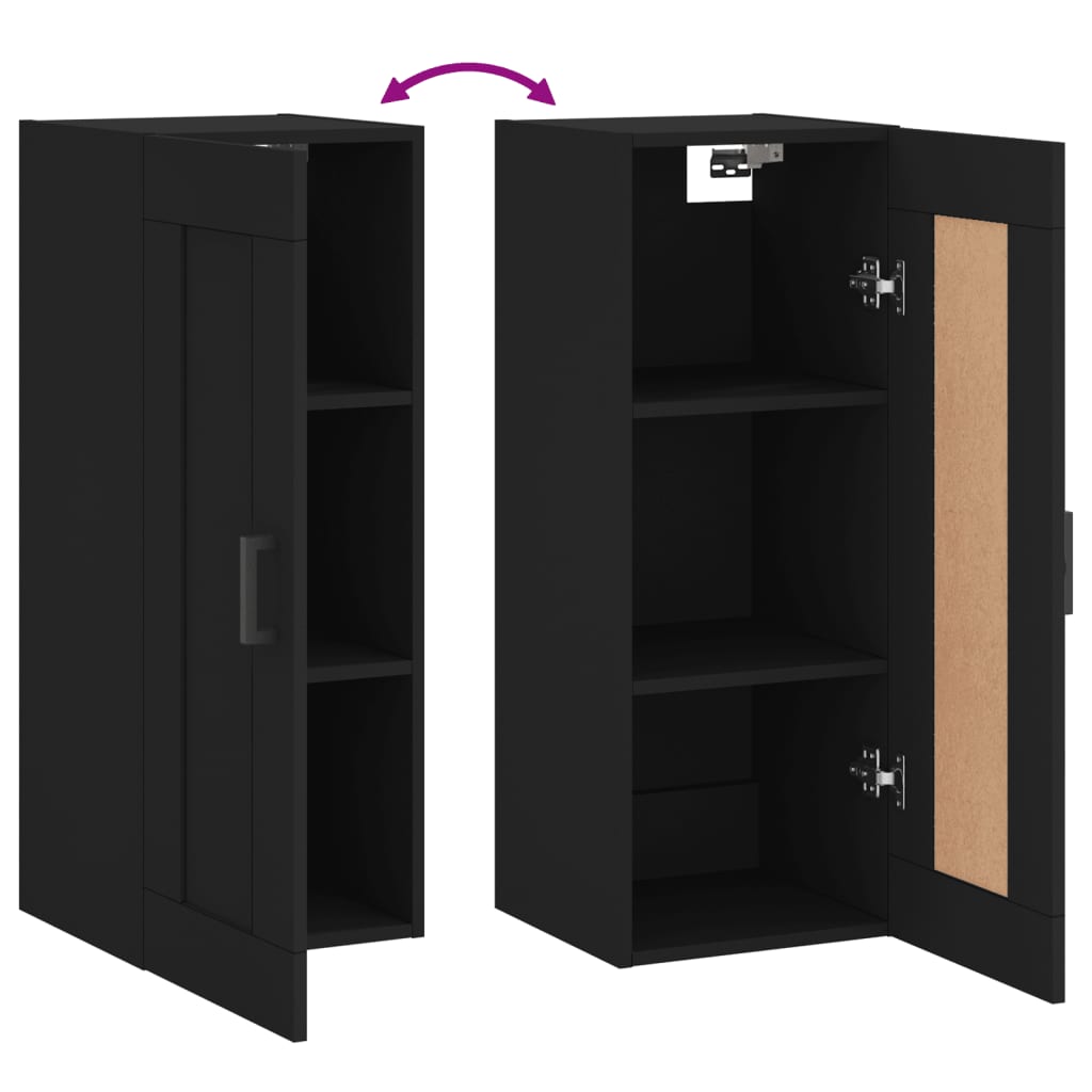 Wall Mounted Cabinet Black 34.5x34x90 cm Engineered Wood