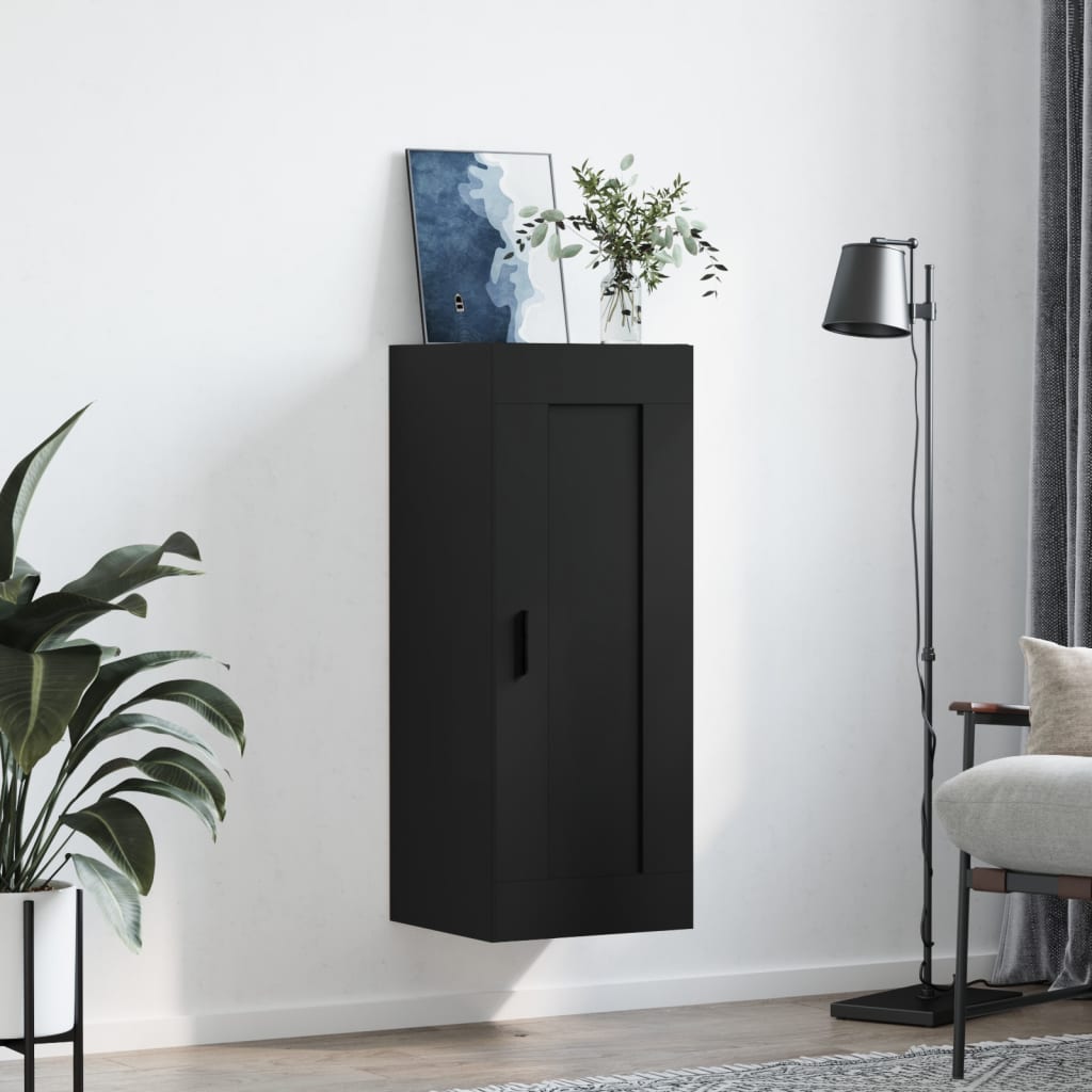 Wall Mounted Cabinet Black 34.5x34x90 cm Engineered Wood