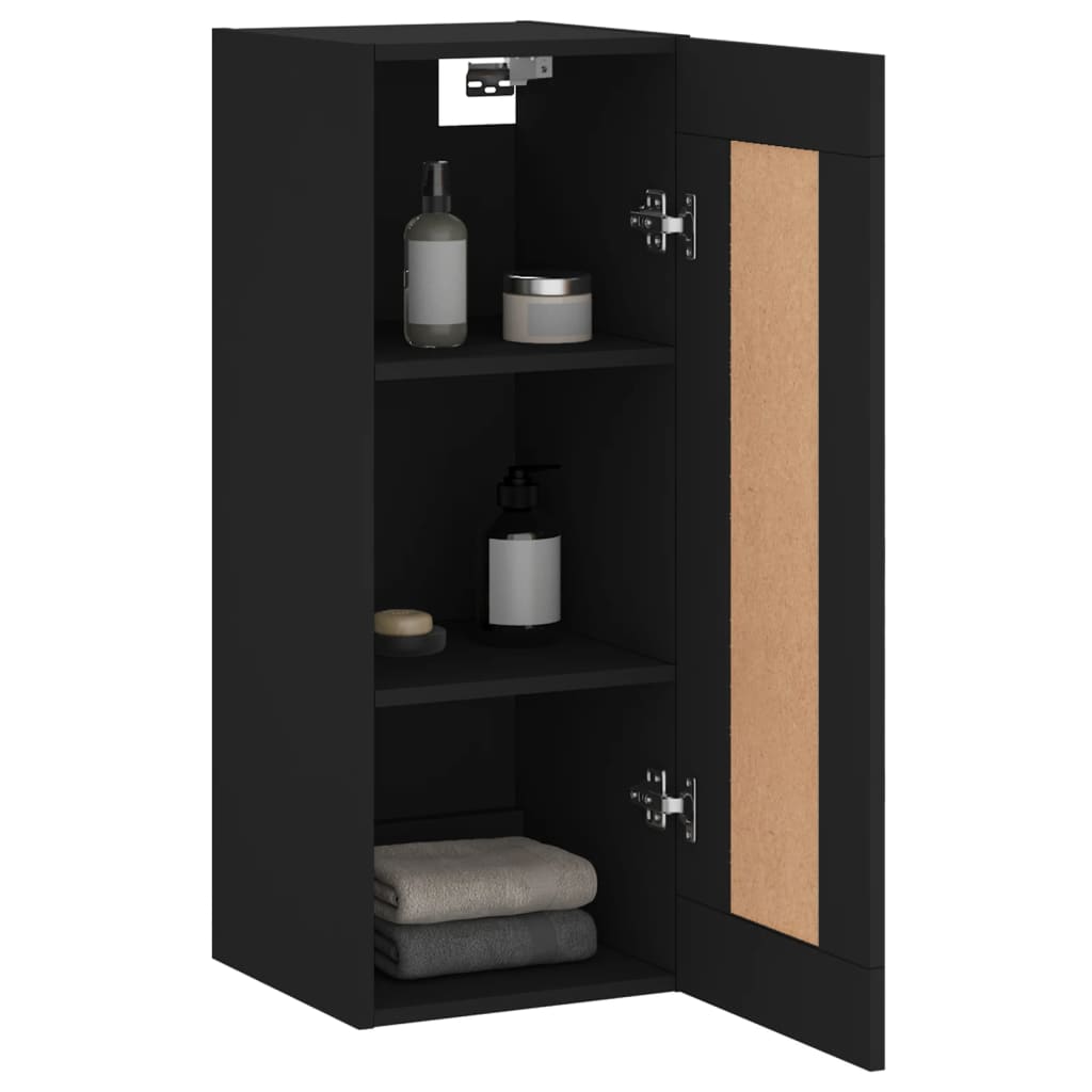 Wall Mounted Cabinet Black 34.5x34x90 cm Engineered Wood