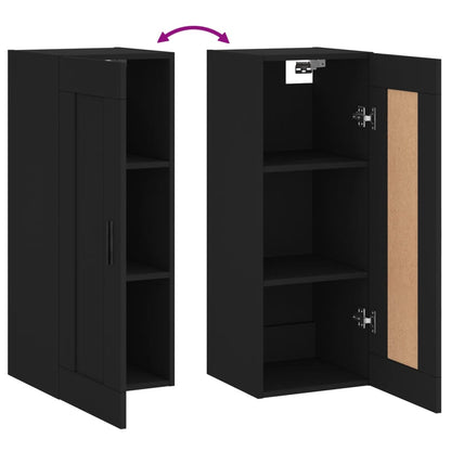 Wall Mounted Cabinet Black 34.5x34x90 cm Engineered Wood