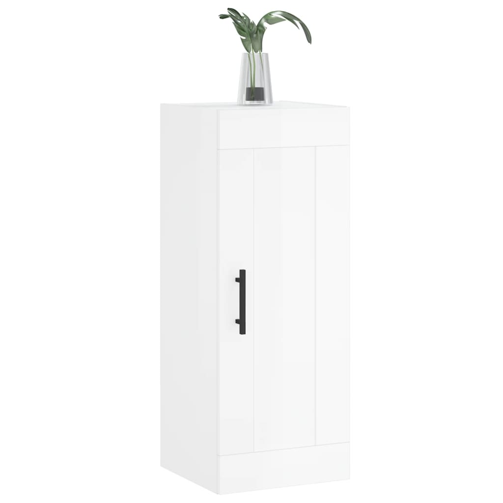 Wall Mounted Cabinet High Gloss White 34.5x34x90 cm Engineered Wood