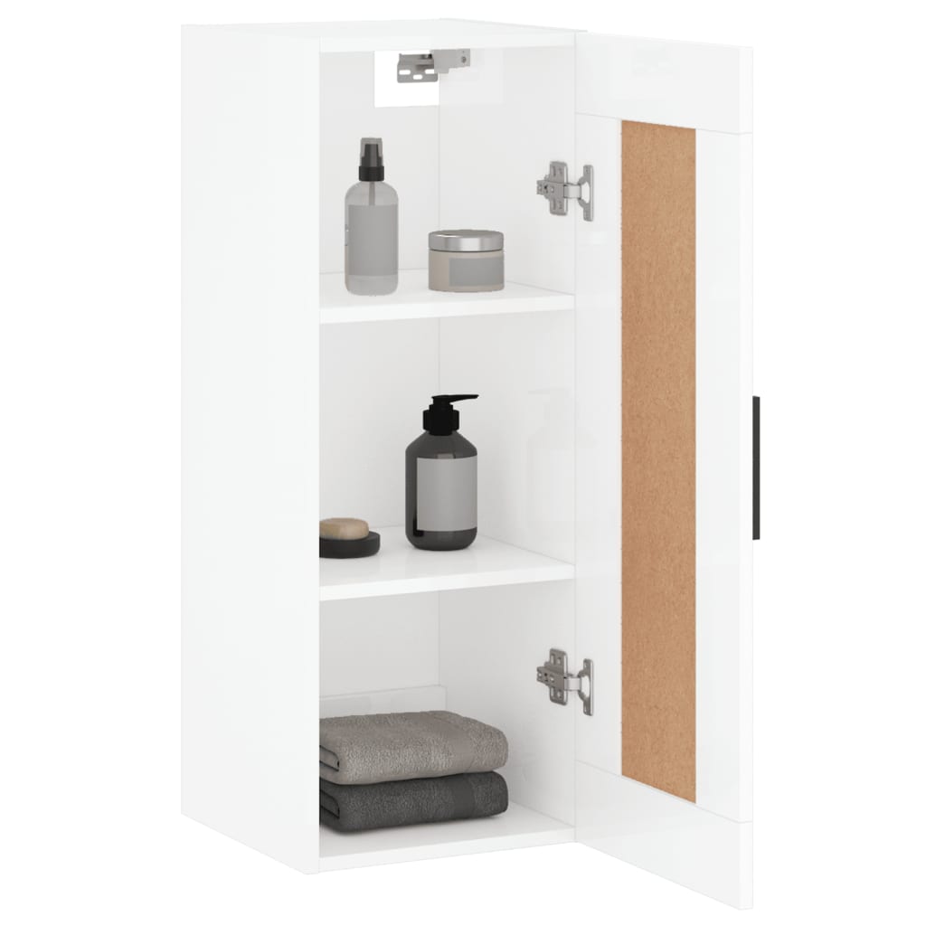 Wall Mounted Cabinet High Gloss White 34.5x34x90 cm Engineered Wood