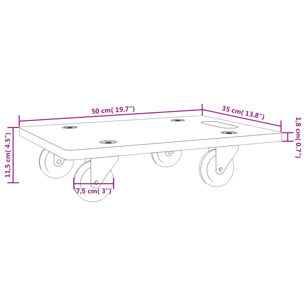 Dolly Trolleys 2 pcs Rectangular 50x35x11.5 cm