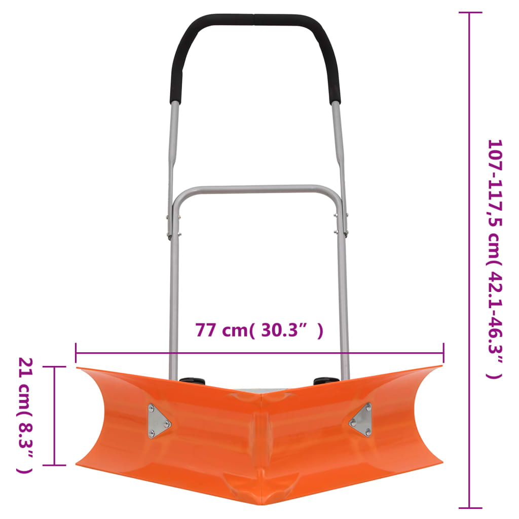 Dual Angle Snow Shovel with Extendable Handle Orange Steel