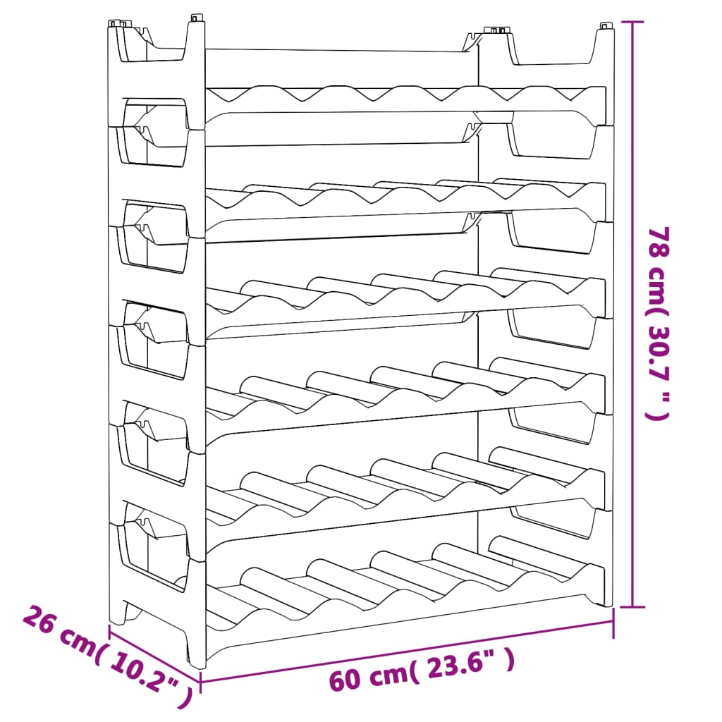 Wine Rack for 36 Bottles PP Stackable