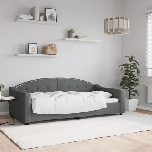 Day Bed without Mattress Dark Grey 90x190 cm Single Fabric