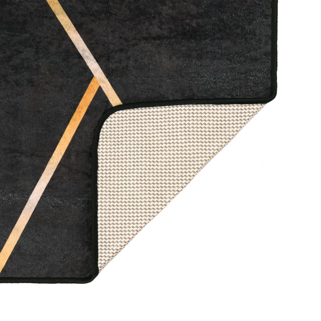 Rug Washable Black and Gold 120x180 cm Anti Slip