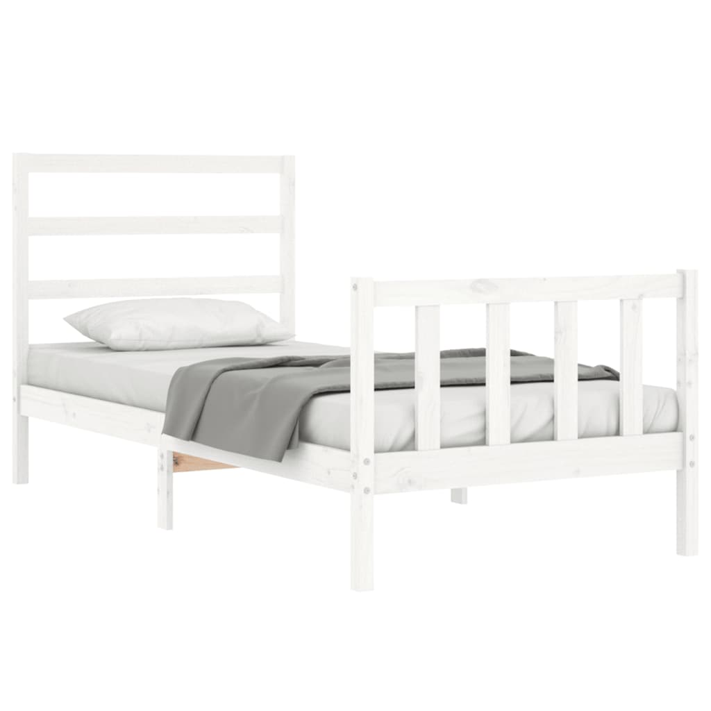 Bed Frame without Mattress White Small Single Solid Wood Pine