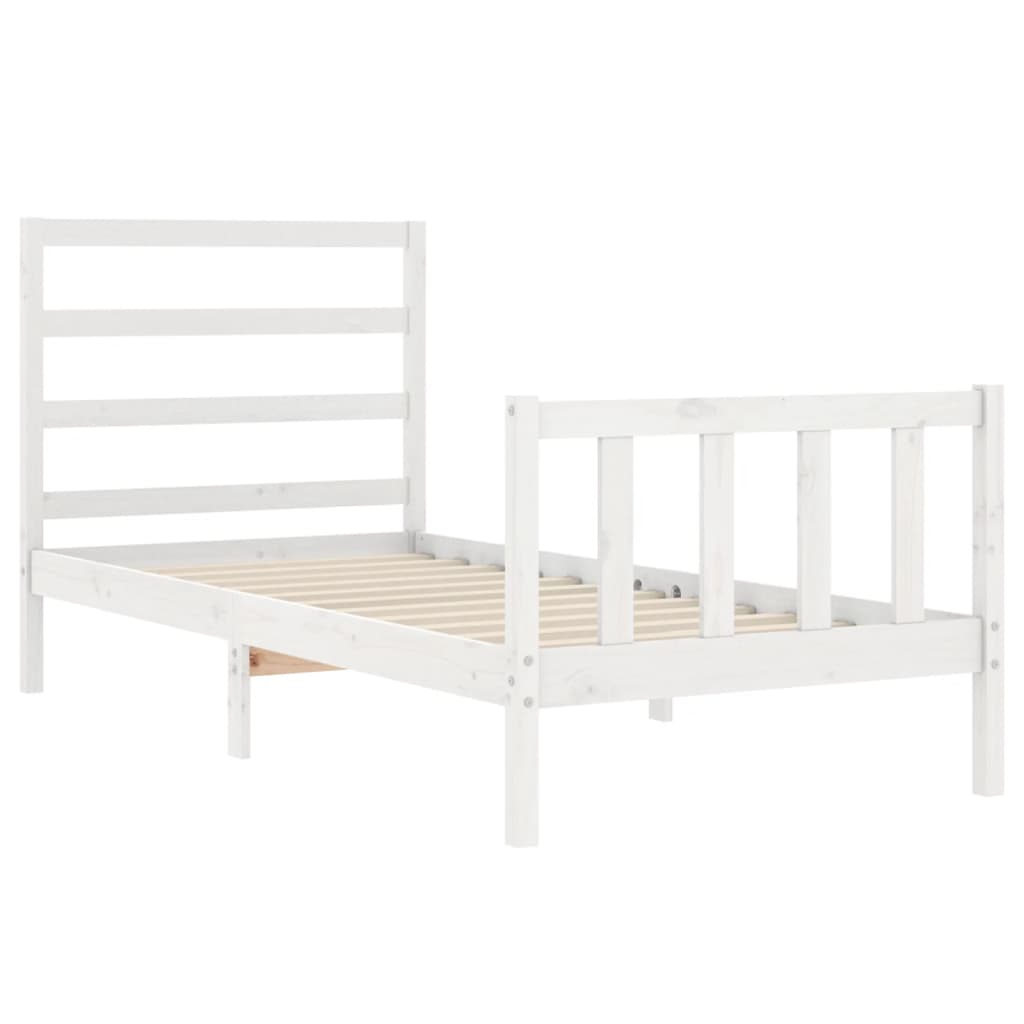 Bed Frame without Mattress White Small Single Solid Wood Pine