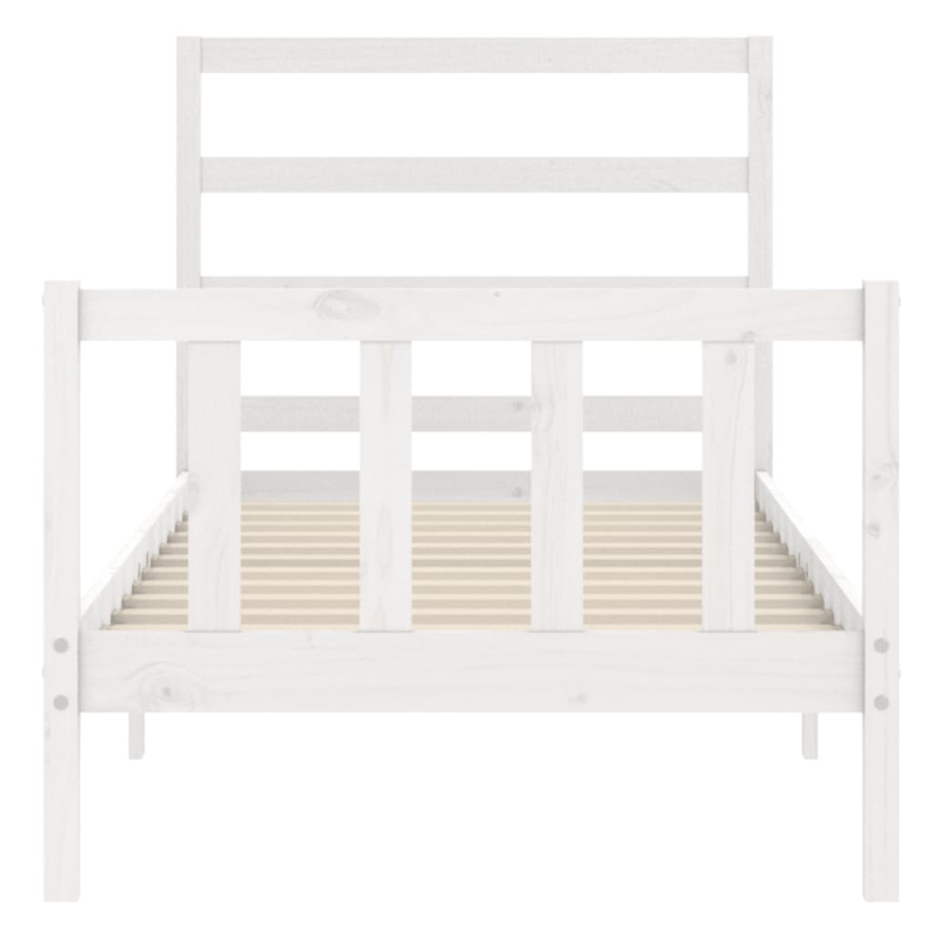 Bed Frame without Mattress White Small Single Solid Wood Pine