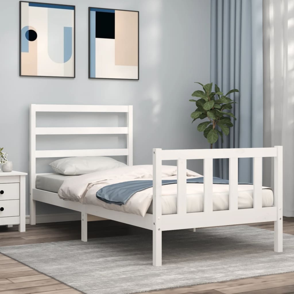 Bed Frame without Mattress White Small Single Solid Wood Pine