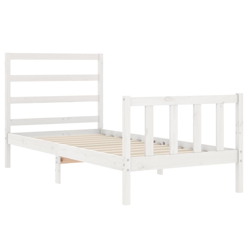 Bed Frame without Mattress White 90x190 cm Single Solid Wood Pine