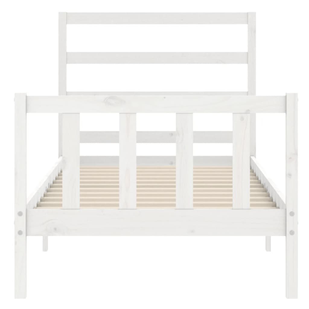 Bed Frame without Mattress White 90x190 cm Single Solid Wood Pine