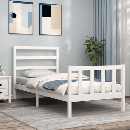 Bed Frame without Mattress White 90x190 cm Single Solid Wood Pine