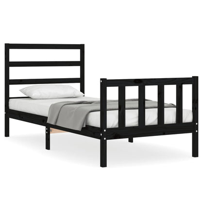 Bed Frame without Mattress Black 90x190 cm Single Solid Wood Pine