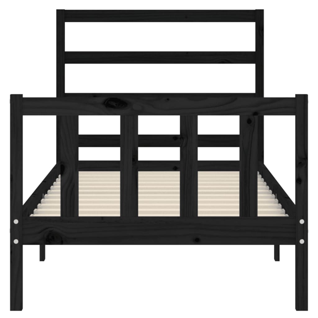 Bed Frame without Mattress Black 90x190 cm Single Solid Wood Pine