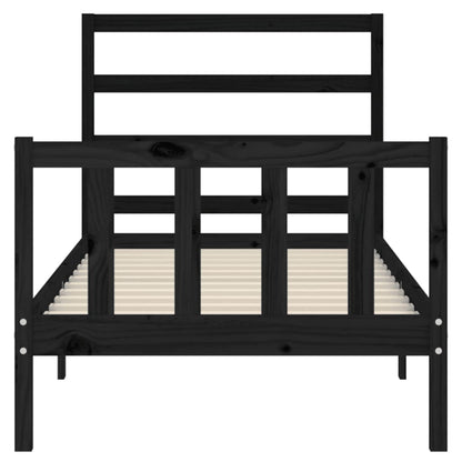 Bed Frame without Mattress Black 90x190 cm Single Solid Wood Pine