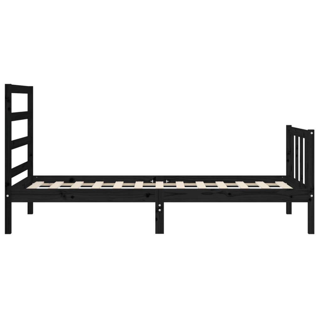 Bed Frame without Mattress Black 90x190 cm Single Solid Wood Pine