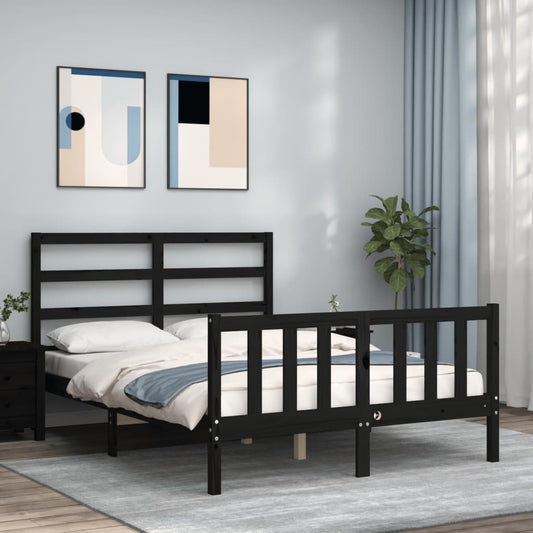 Bed Frame without Mattress Black 120x200 cm Solid Wood Pine